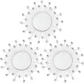 3 Pack Metal Mirrors for Wall Sunburst Wall Mirrors Home Décor Decorative Hanging Wall Art for Living Room Bedroom Entryway (Silver Crystal, Sunburst)