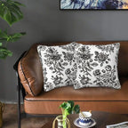 Black Floral Throw Pillow Covers 18x18 Inch Vintage Flower Black White Decorative Pillow Covers Set of 2 Farmhouse Pillowcases Square Cushion Covers for Couch Bed Sofa Chair Car Decor