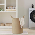 VIPOSCO Large Laundry Hamper, Tall Woven Rope Storage Basket for Blanket, Toys, Dirty Clothes in Living Room, Bathroom, Bedroom - 58L Jute