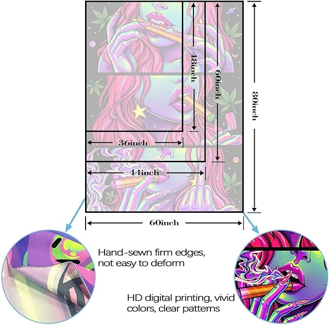 Wegklazax Fantasy Tapestry Blacklight Tapestry for Bedroom Cool Tapestries Wall Hanging for Bedroom and Living Room Pink 70×90 Inches