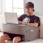 Reading Pillow with Armrests – Extra Large Memory Foam Gaming Pillow for Adult, Lap Desk for Laptop, Arm Rest for Working, Crocheting, Playing Game or Siting in Bed, Floor, Sofa, (Grey)