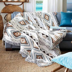 Lqprom Boho Throw Blankets Knit Bed Blankets with Tassel Aztec Western Throws Cover Farmhouse Decor for All Season Sofa Couch Chair Outdoor Camping Picnic Tent Beach Car Traveling 51"x71"