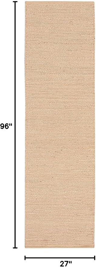 Nourison Home Natural Jute Bleached 2'3" x 8' Area Rug - Easy Clean, Non Shedding, Bed Room, Living Room, Dining Room, Kitchen (8' Runner)