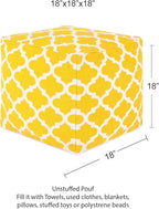 REDEARTH · UNSTUFFED Pouf Ottoman Cover Textured Storage Cube Boho Bean Bag Footrest Stool for Living Room, Bedroom,Nursery, Farmhouse, Kidsroom, Patio, Gym; 100% Cotton (18X18X18; Mustard)