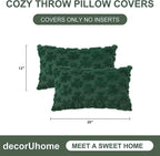 decorUhome St. Patrick’s Day Shamrock Green Pillow Covers 12x20 Inch Set of 2, Soft Plush Faux Wool Throw Pillow Covers, Farmhouse Spring Holiday Decor for Sofa Living Room