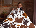 WIBUE Cow Throw Blanket 80"x60" with 2 Pcs Pillow Covers 18"x18", Decorative Fleece Blanket 3 Piece Set, Fuzzy Soft Cozy Warm Lightweight Blanket for Bed Sofa Couch Chair