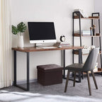 Storage Ottoman Foot Rest Stool, Small Leather Storage Ottomans Bench, Folding Foot Stool with Handles Lid, Foot Rest Under Desk for Living Room Bedroom, 17x13x13 in, Brown