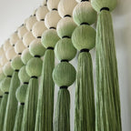IOWER Macramé Wall Hanging Macrame Wall Decor Green Dip Dye 39" Wx39 L Sphericity Cotton Textile Wall Art Large Art Yarn Wall Hanging For Living Room Wedding