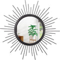 Black Sunburst Spoked Mirrors for Wall Boho Home Round Wall Art Mirror Classic Metal Modern Hanging Mirror Living Room Hallway Bathroom Bedroom Office Vanity Entryway 16"