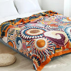 Boho Blanket for Bed 100% Cotton Bohemian Throw Blankets Ultra Soft Woven Muslin Decorative Blankets All Seasons Vintage Quilt Knitted Blanket for Sofa Chair (Colorful, 60"x80")