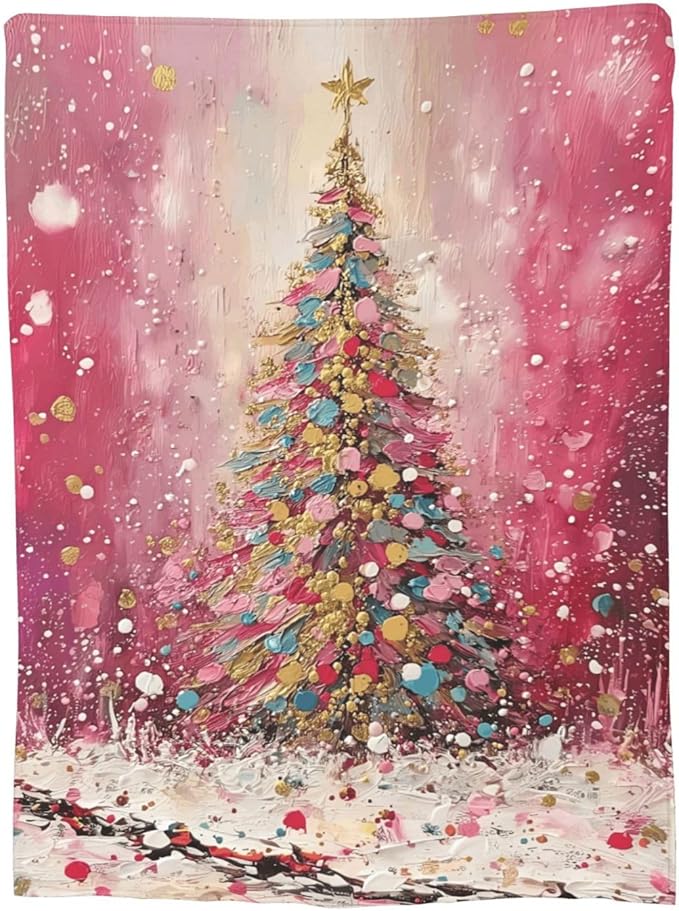 Christmas Tree Throw Blanket Soft Flannel Blanket 60"x50" in Bed Blanket Home Decor for Room Sofa Couch All Season