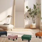 Poofzy Small Foot Stool Ottoman, Linen Ottoman Foot Rest with Legs, Rectangle Foot Rest for Couch, Footstools and Ottomans Small for Living Room and Entryway (Green)