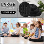Jerify Floor Pillow Cushions Large Round Square Large Meditation Floor Pillow for Classroom Adult Meditation Picnic Party Seating Learning Daycare School(Round,Black,12 Pcs)
