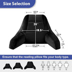 Reading Pillows for Sitting in Bed Adult, Back Pillow for Bed Sitting Up, Backrest Pillows with Shredded Foam for Adult&Teens, Support Pillow with Arms for Beds, Couch, Floor, 20in, Black