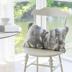 MOOX Rabbit Fur Throw Pillow Covers Decorative Fluffy Soft Fuzzy Plush Luxury Genuine Animal Skin Lumbar Pillow 12"x20" Cushion Cover, Couch-Grey White