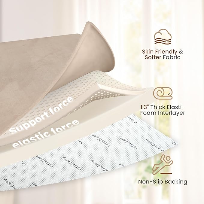 Baby Play Mat for Floor,1.3" Thick Elasti-Foam 50"×50" Playpen Mat for Tummy Time,Water Repellent Soft Coral Velvet for Toddler,Infant,Kids,Non-Slip Backing Safe for Crawling(Beige)