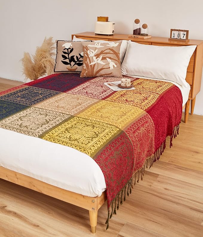 AIVIA Boho Couch Sofa Slipcover Throw Blanket, 2024 Ideal Gifts for Christmas Bohemian Gift for Mom Dad Women Grandma Wife Daughter Sister (87" x 103")