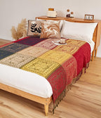 AIVIA Boho Throw Blanket, Chenille Jacquard Colorful Bohemian Chair Recliner Furniture Cover Aztec Hippie Throws Loveseat Sofa Blankets (60" x 75", Red Green Navy Yellow)