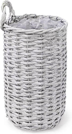 Coloch Set of 2 Wall Hanging Wicker Basket, Farmhouse Garden Hanging Planter Decorative Front Door Hanger Woven Rattan Flower Basket for Wall, Door, Living Room, Patio, 2 Sizes