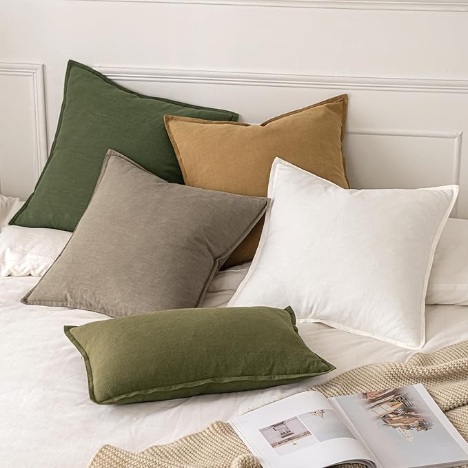 MIULEE Decorative Linen Pillow Covers 20x20 Inch Tan TaupeBoho Farmhouse Neutral Winter Couch Throw Pillows for Bed Pack of 2 Accent Modern Pillowcase Sofa Livingroom Home Decor