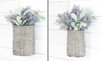 AuldHome Design Wall Hanging Baskets (Set of 2, Gray); Woven Wicker Rustic Farmhouse Gray Washed Door Baskets, Small and Medium Size