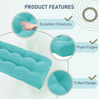 downluxe Outdoor Bench Cushion for Patio Furniture, Water Resistant Tufted Overstuffed Porch Swing Cushions, Thick Outdoor Loveseat Cushions, 44" X 19" X 5", Teal, Set of 1
