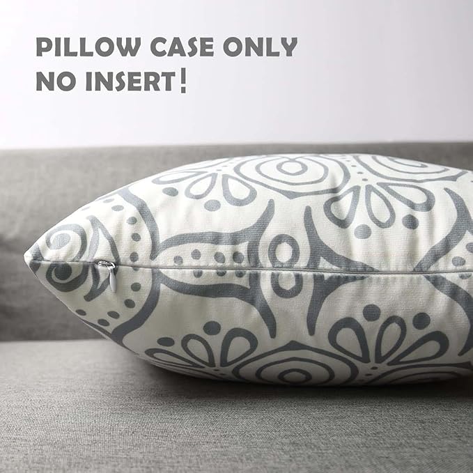 Coliuso Decorative Throw Pillow Covers 16x16 Set of 4, Gray and White Modern Simple Square Pillow Case Cushion Cover for Sofa Couch Farmhouse Outdoor Living Room (Gray and White, 16"x16")