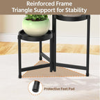 LASZOLA 3 Tiered Plant Stand Indoor Outdoor with Plastic Tray, Corner Folding Tall Flower Display Rack, Modern Plant Holder Shelf for Outdoor Patio Porch Garden Office Living Room, Black