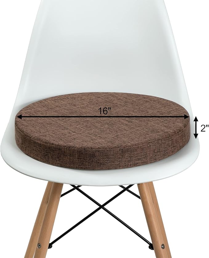 Tromlycs Round Chair Seat Cushion Pad 16 inch for Circle Bistro Chairs Non Slip Foam Cushion Brown