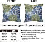 Blue Green Pillow Covers 24X24 Inch Set of 2, Spring Summer Floral Dahlia Flower Cream Decorative Throw Pillow Covers Outdoor Modern Farmhouse Cushion Case for Home Couch Sofa Bed Decor