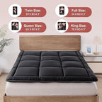 WhatsBedding Japanese Floor Mattress Futon Mattress 3" Black Tatami Mat Shredded Memory Foam Filled Sleeping Pad, Foldable & Portable Roll Up Lounger Camping Bed for Kids and Adult,Full Size 54"x 80"