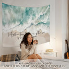 STHTTSW Christian Ocean Coastal Tapestry, Mightier Than the Waves of the Sea Bible Verse Tapestries, Religious Psalm 93:4 Wall Hanging Decor for Nursery Church Prayer Room Home Office, 50x60 Inch