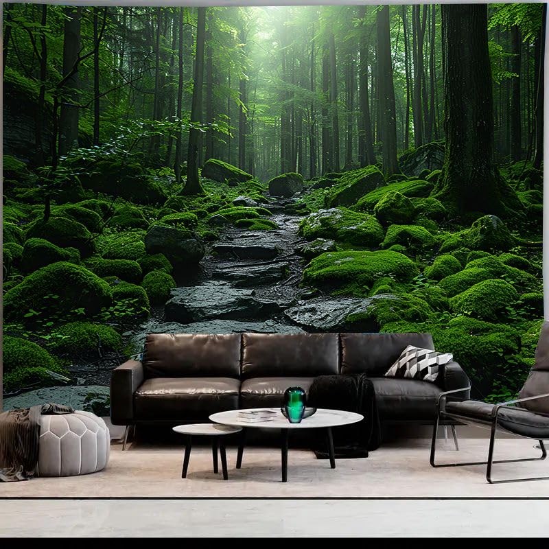 FENDROM Green Misty Forest Tapestry Nature Jungle Home Decor Landscape Wall Hanging for Living Room Bedroom Decoration Wall Art - color: Green Forest, size: 79"L x 59"W