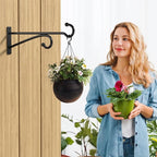 10" Plant Hanger Hook Outdoor Indoor – Planter Hooks for Hanging Plants, Plant Wall Hooks, Brackets for Hanging Plants, Baskets, Wind Chimes, Bird Feeders, Lanterns, Bird Houses (Black, Metal, 2-Pack)