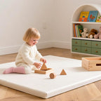 Baby Play Mat 50x50 Inches,1.3" Thick Padded Waterproof Floor Cushion & Playpen Mat with Vegan Leather,Non-Slip & Non-Toxic Nursery Rug for Infants, Toddlers & Kids(Cream)