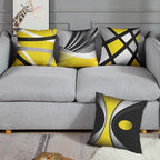 Emvency Set of 4 Yellow Throw Pillow Covers Modern Abstract Black Grey Stripes Gray White Acrylic Bold Decorative Pillow Cases Home Decor Square 18x18 Inches Pillowcases