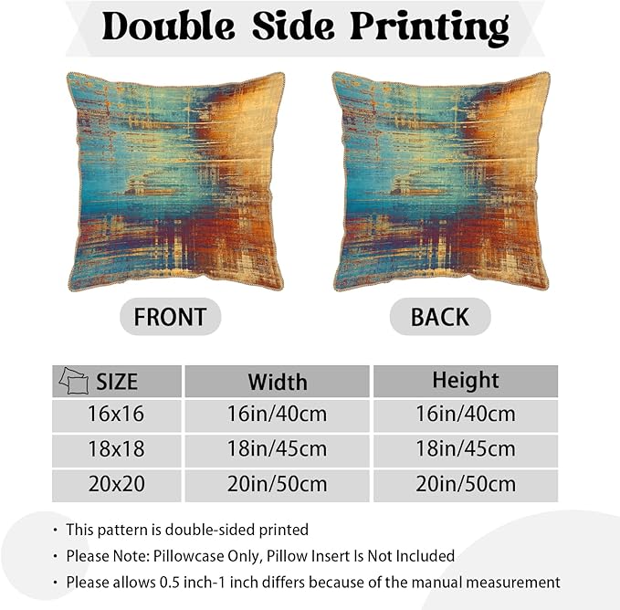 KSLIDS Vintage Abstract Soft Velvet Throw Pillow Covers Set of 2 Blue Orange Messy Rust Painting Decorative Pillow Covers 18x18 Inch Colorful Art Pillow Case for Sofa Couch Living Room Home Decor