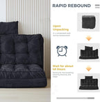 MAXYOYO Folding Sofa Bed, Tufted Bean Bag Bed with Pillows Floor Mattress for Adults, Extra Thick and Long Floor Sofa, Twin Couch for Bedroom Living Room, Black, 39x91 Inch