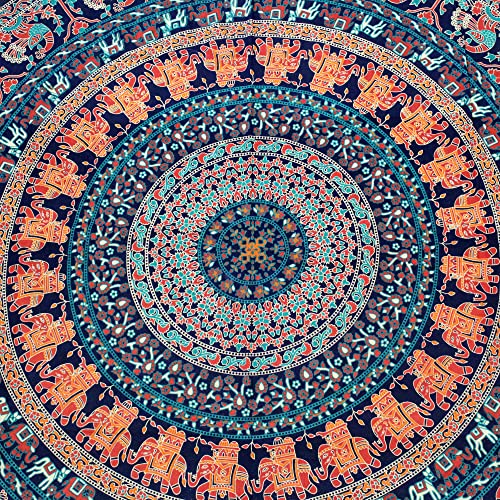 Round Beach Tapestry Mandala Boho Hippie Blanket Indian Cotton Bohemian Large Table Cloth Home Decor Yoga Mat Meditation Picnic Rug Throw Hippy Boho Gypsy Tablecloth Roundie (42 Inches, Brown) - color: Brown, size: 42"L x 42"W