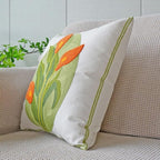 vctops Farmhouse Calla Lily Cotton Tufted Throw Pillow Cover Spring Floral Embroidery Pillowcase Soft Square Cushion Case for Sofa Couch Bed Chair (Orange C,18"x18")