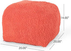Foamma Pouf Ottoman 20" 20"x14", Coral - Square Ottoman Foot Rest for Living Room and Bedroom, Spongy Pouf Footstool with Microfiber Chenille Cover, Foot Rest for Couch with Removable Cover