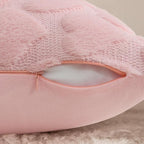 decorUhome Valentine’s Day Soft Plush Throw Pillow Covers 16x16 Inch Set of 2, Faux Fur Pink Heart Decoration Neutral Square Pillow Covers for Couch Sofa Bed Cozy Farmhouse Holiday Decor