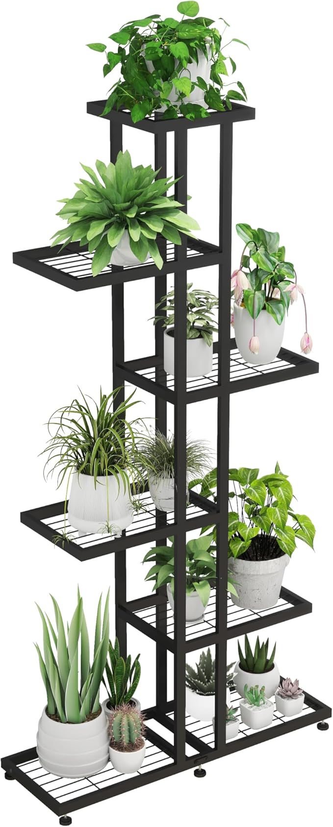 Plant Stand Indoor Outdoor Plant Stands for Patio 6 Tier Tall Plant Stand Metal Flower Shelf Multilayer Flower Holder Modern Black Corner Decoration Racks for Gardern,Balcony,Hallway (6-Tier)