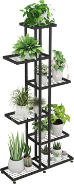 Plant Stand Indoor Outdoor Plant Stands for Patio 6 Tier Tall Plant Stand Metal Flower Shelf Multilayer Flower Holder Modern Black Corner Decoration Racks for Gardern,Balcony,Hallway (6-Tier)