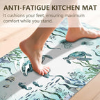 Sea Turtle Rugs for Kitchen Floor, Coastal Beach Anti Fatigue Mats for Kitchen Floor Non Slip, 2PCS Rubber Kitchen Mat, Washable Cushioned Carpet for Sink Laundry Christmas 15.7"×27.5" +15.7"×47"3.5mm