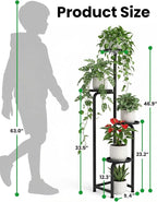 TOSKING 4 Tier Corner Plant Stand Indoor Outdoor, Heavy Duty Metal Flower Pot Holder Shelf for Multiple Plants, Space Saving ,Tall Metal Plant Stand with Drainage Holes for Outdoor Use,Tiered Display for Patio, Garden, Balcony, Living Room Decor (Black...