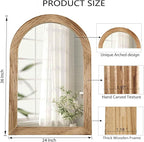 LOSOUR Arched Mirror, Farmhouse Decor Solid Wood Frame Wall Mirror, Bathroom Mirrors, Large Vintage Mirror for Bathroom, Living Room,Bedroom, Entryway, Hallway,Foyer (Brown, 36" L x 24" W)