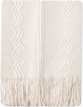 BATTILO HOME Cream Throw Blanket for Couch, Bedroom Decor Boho Throw Blanket, Decorative White Blanket Throw for Sofa Living Room, 50"x60"