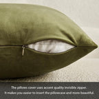 MIULEE 24x24 Inch Euro Sham Velvet Pillow Covers, Set of 2 Large Square Decorative Pillows -Olive Green Super Soft for King Bed, Sofa, Couch, Accent Chairs with Hidden Zipper
