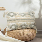 Merrycolor White Grey Boho Throw Pillow Covers 12x20 with Tassels Tufted DecorativeThrow Pillows Neutral Accent Pillowcase Farmhouse Square Cushion Covers for Couch Sofa Bedroom Living Room